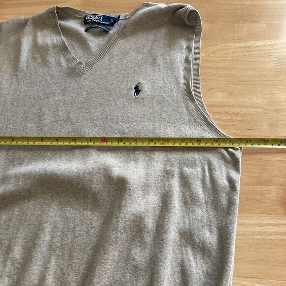 Polo By Ralph Lauren Sweater Vest XL Pima Cotton Gray Preppy Academia Grandpa - Picture 3 of 8